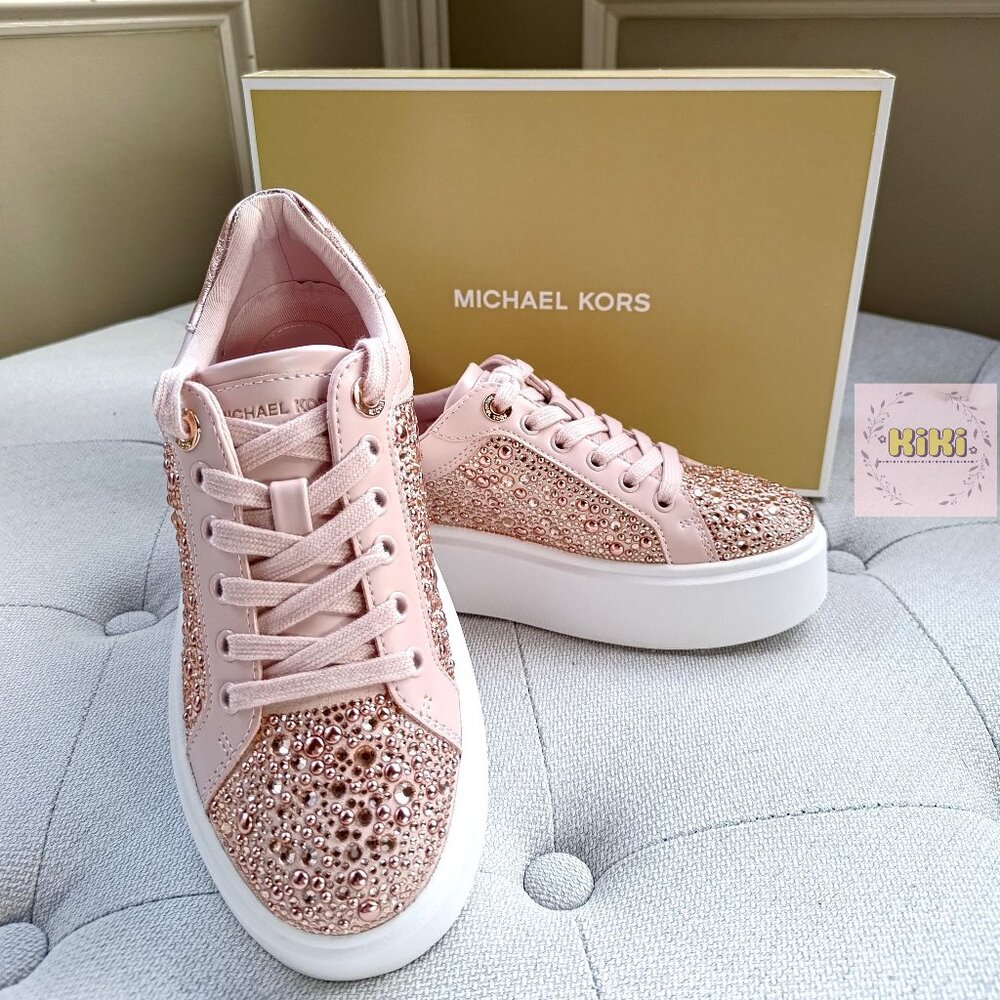 Michael Kors Romey Embellished Platform Sneaker Pink 49F5RMFS1S - Picture 4 of 15